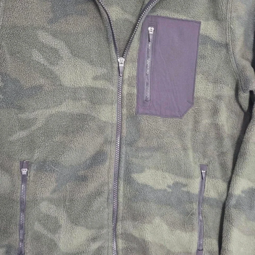 Abercrombie & Fitch green army camo fleece pullover jacket Size S - Picture 3 of 6